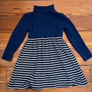 Mini Boden Blue and Gold Striped Dress